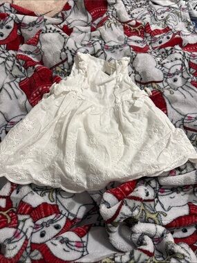White Eyelet Sundress for Girls - Sleeveless Ruffled Dress